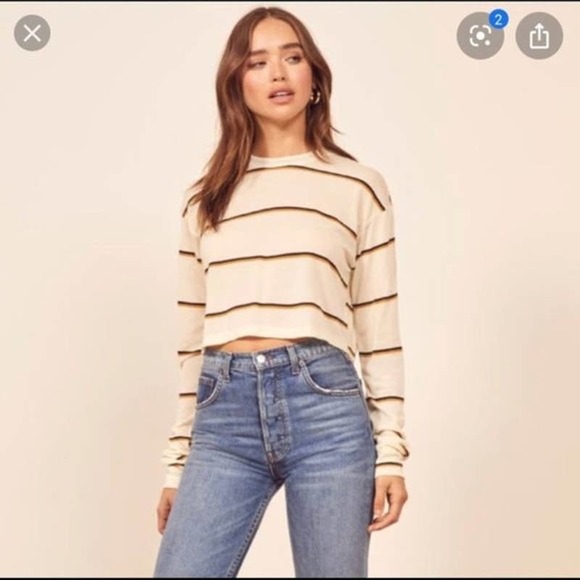 Reformation Tops - Reformation Jeans Chloe Crop Top LS Striped XS